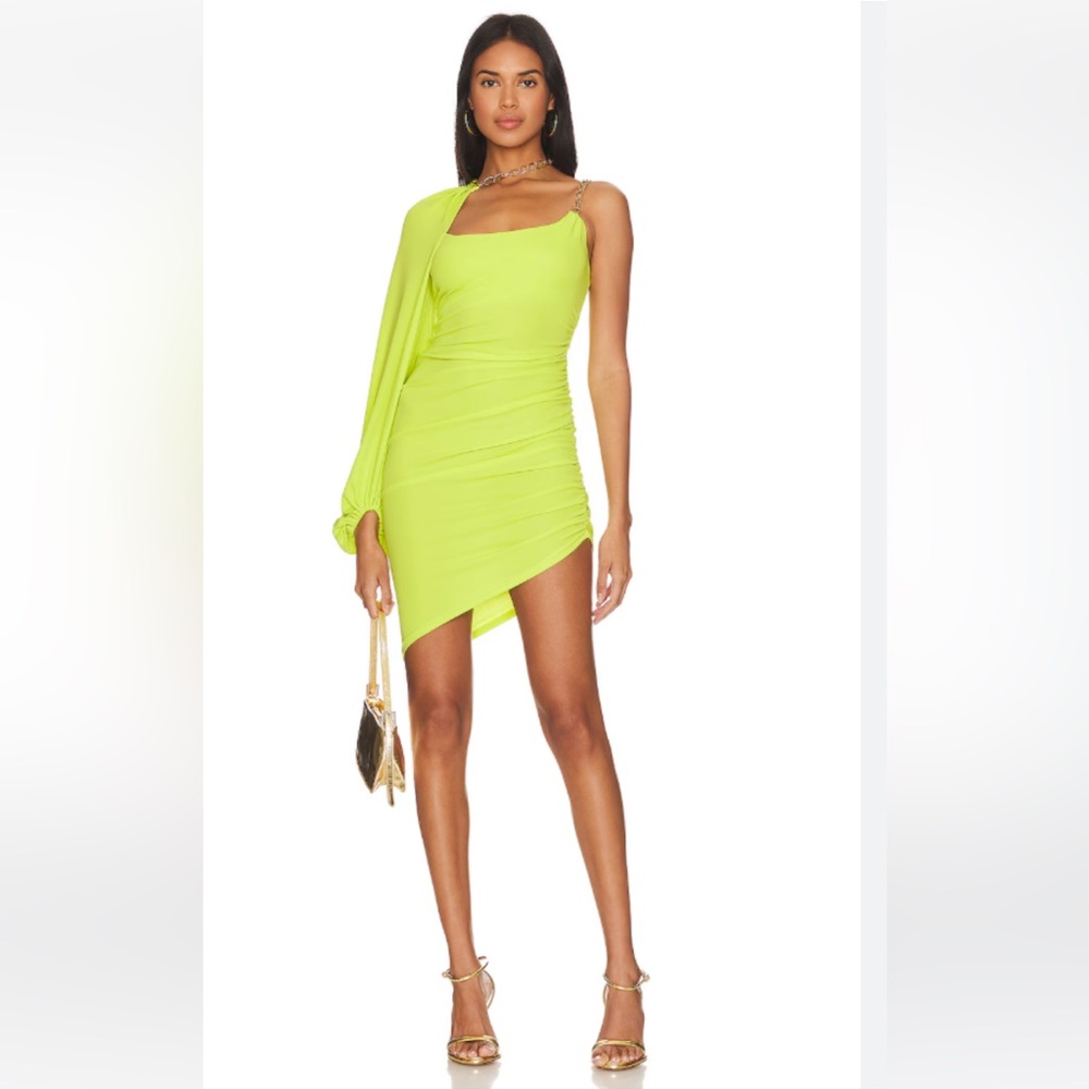 L’Academie Quinne Mini Dress in Sour Green